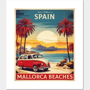 Mallorca Spain Starry Night Travel Tourism Retro Vintage Posters and Art